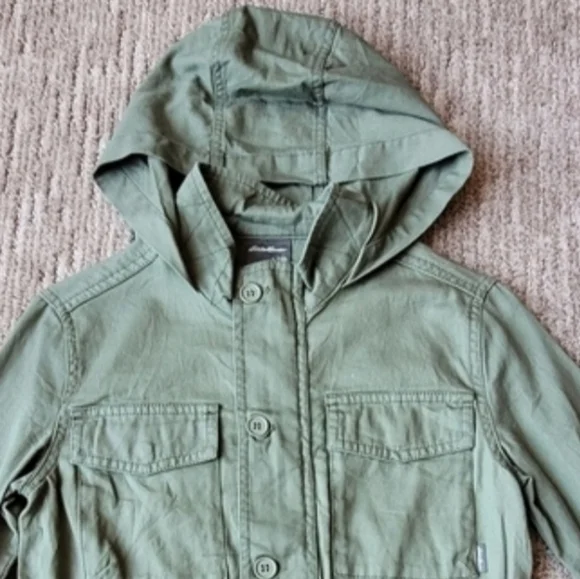 GIRLS SPRING HOODED JACKET LOT: LAND'S END RAIN COAT EDDIE BAUER UTILITY SIZE 7 - Picture 9 of 15